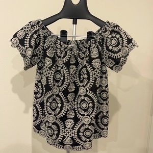 Entra Black Embroidered Off The Top Blouse